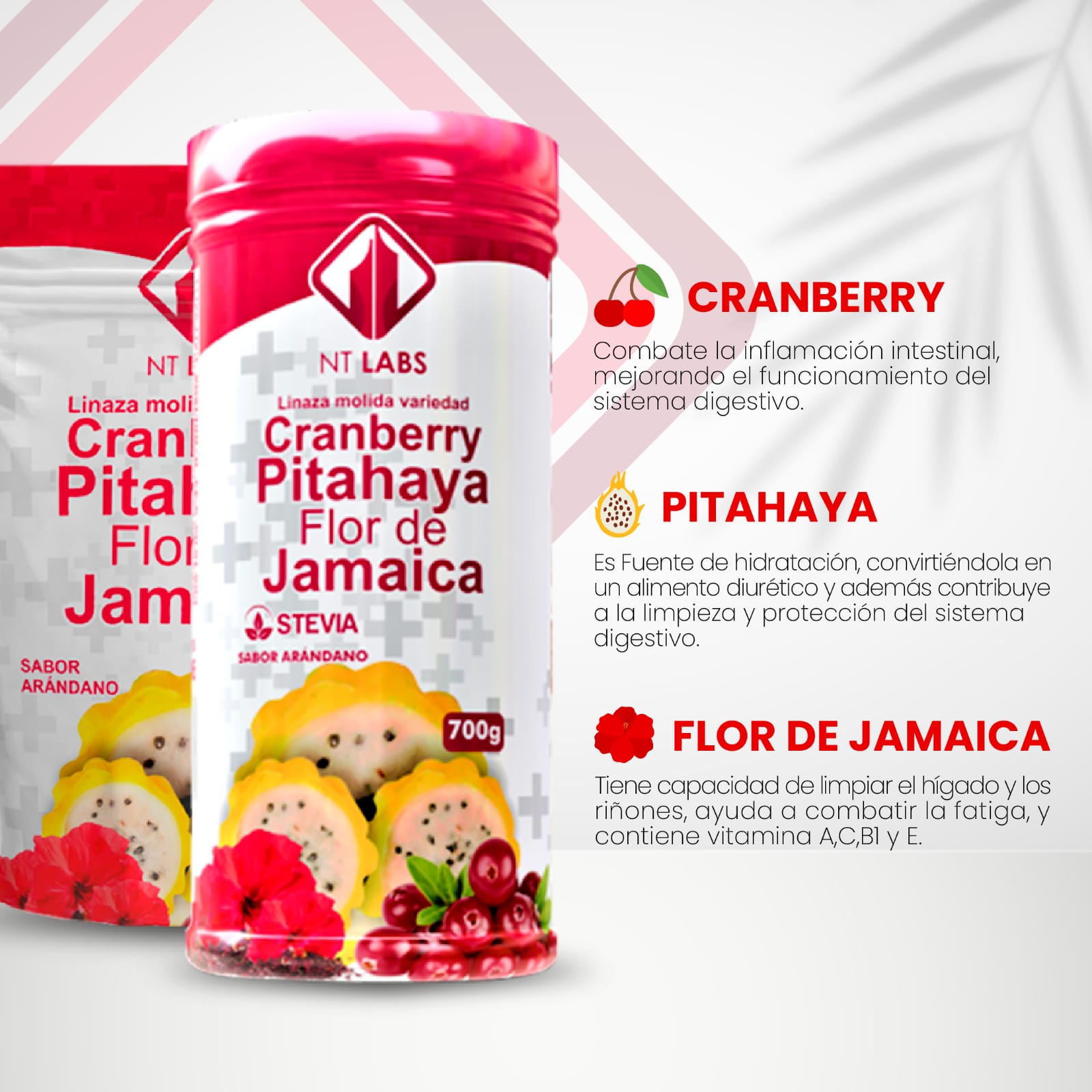 Linaza+Cranberry+Pitahaya+Flor De Jamaica 450gr